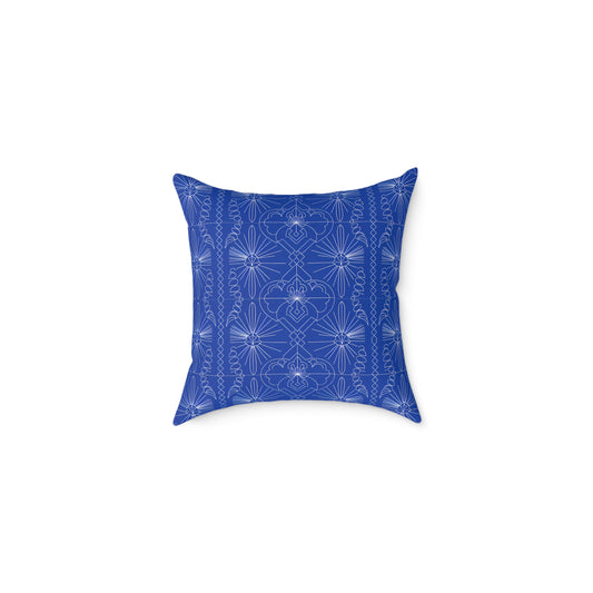 Geometric Starburst Pattern Square Pillow | Blue White Decorative Throw Pillow