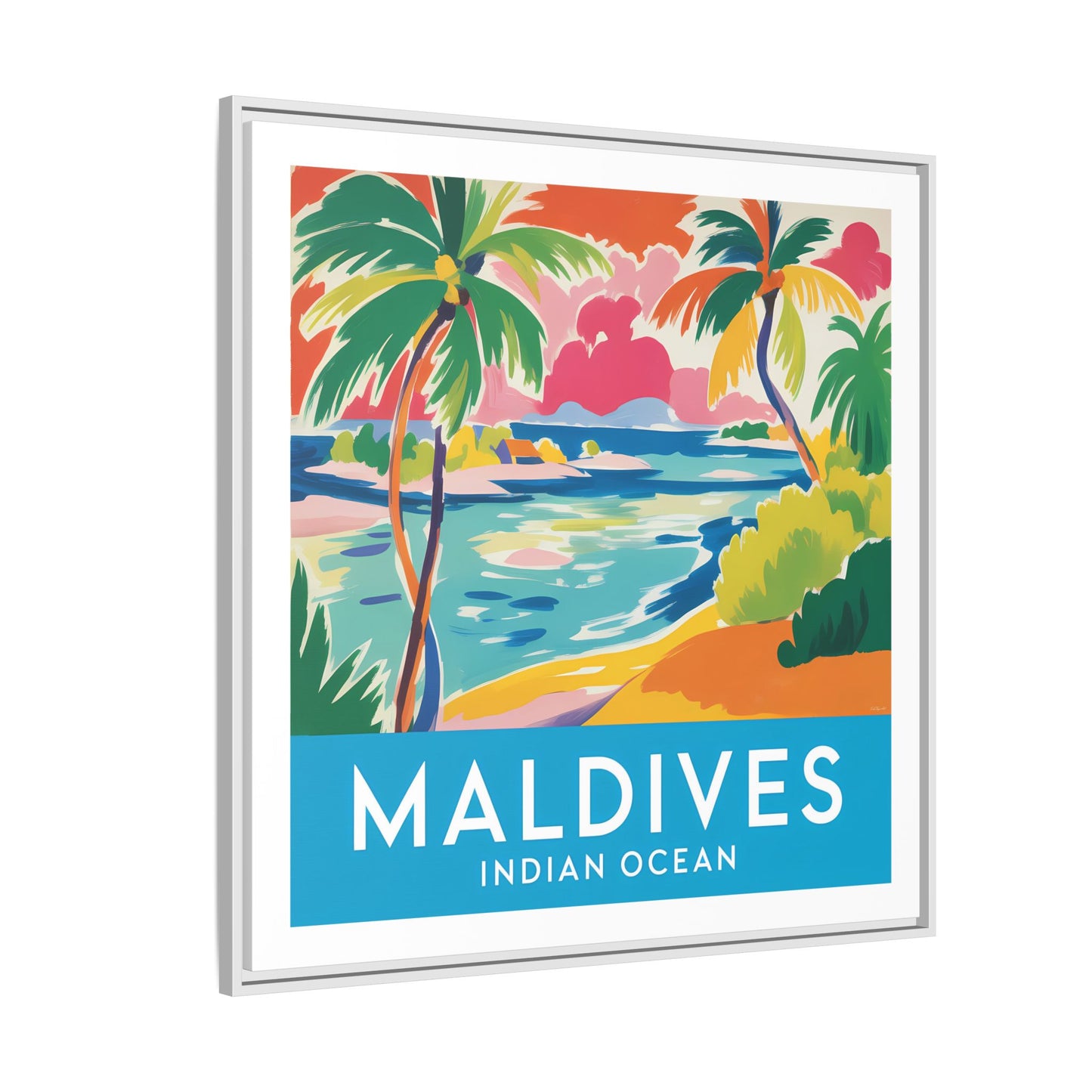 Maldives Beach Art Matte Canvas Framed | Tropical Island Wall Art