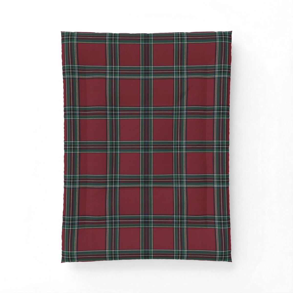 Red Green Tartan Plaid Cotton Comforter | Classic Scottish Check Bedding