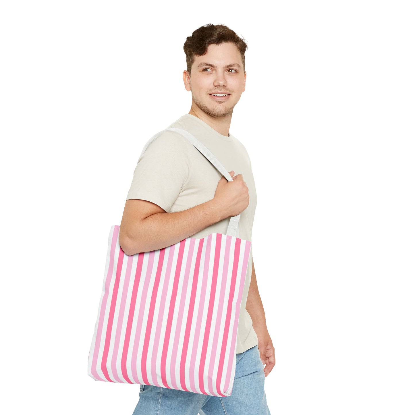 Chic Pink Striped Tote Bag, Stylish Beach Bag, Reusable Shopping Tote, Gift for Her, Eco-Friendly Fashion Accessory, Teen Girl Bag