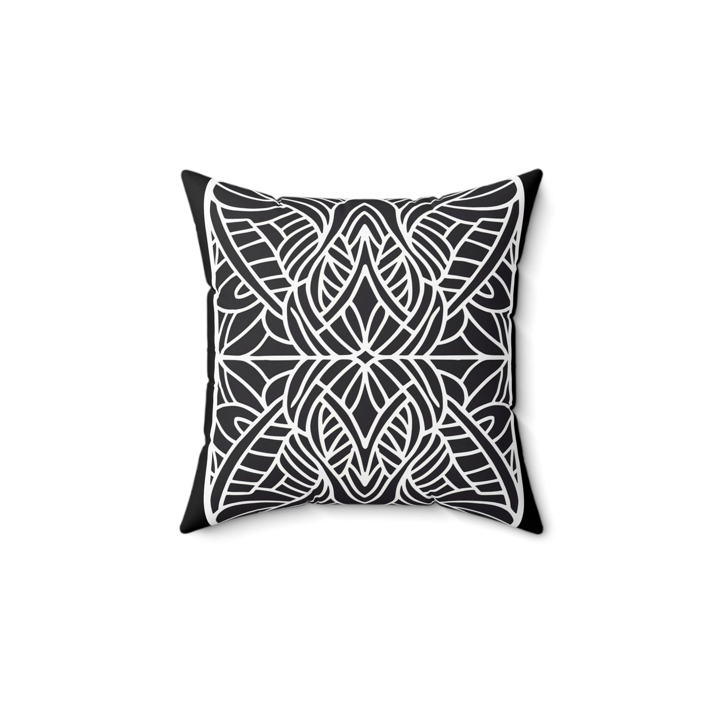 Square Pillow - Black and White Tribal Design Ethnic and Dramatic