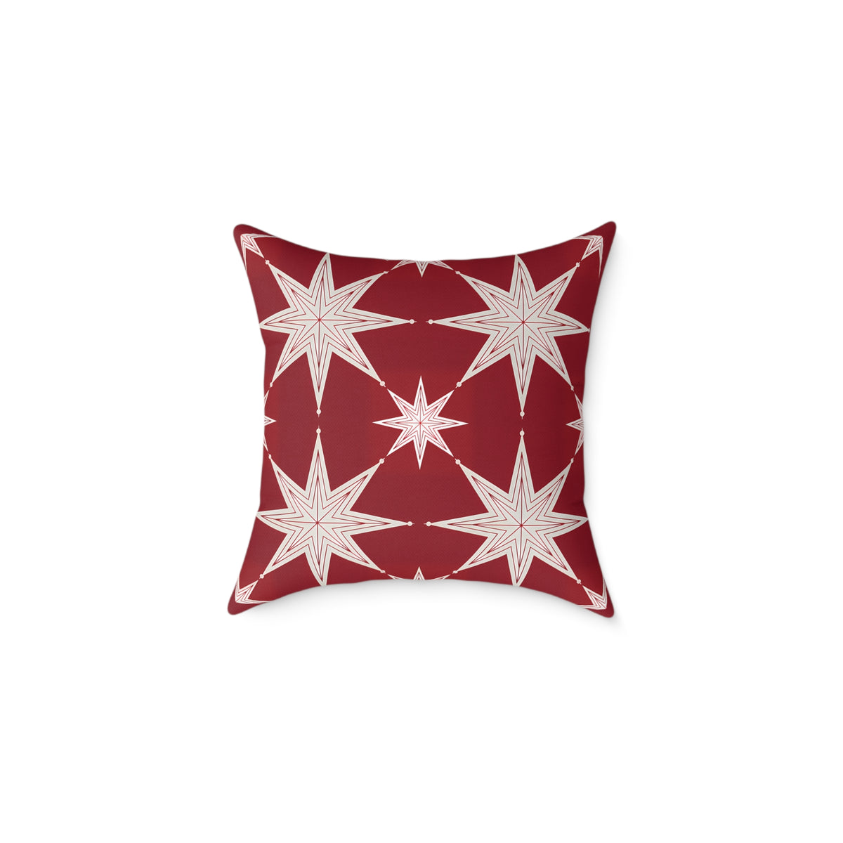 Ivory Starburst Pattern Square Pillow | Red Holiday Throw Cushion