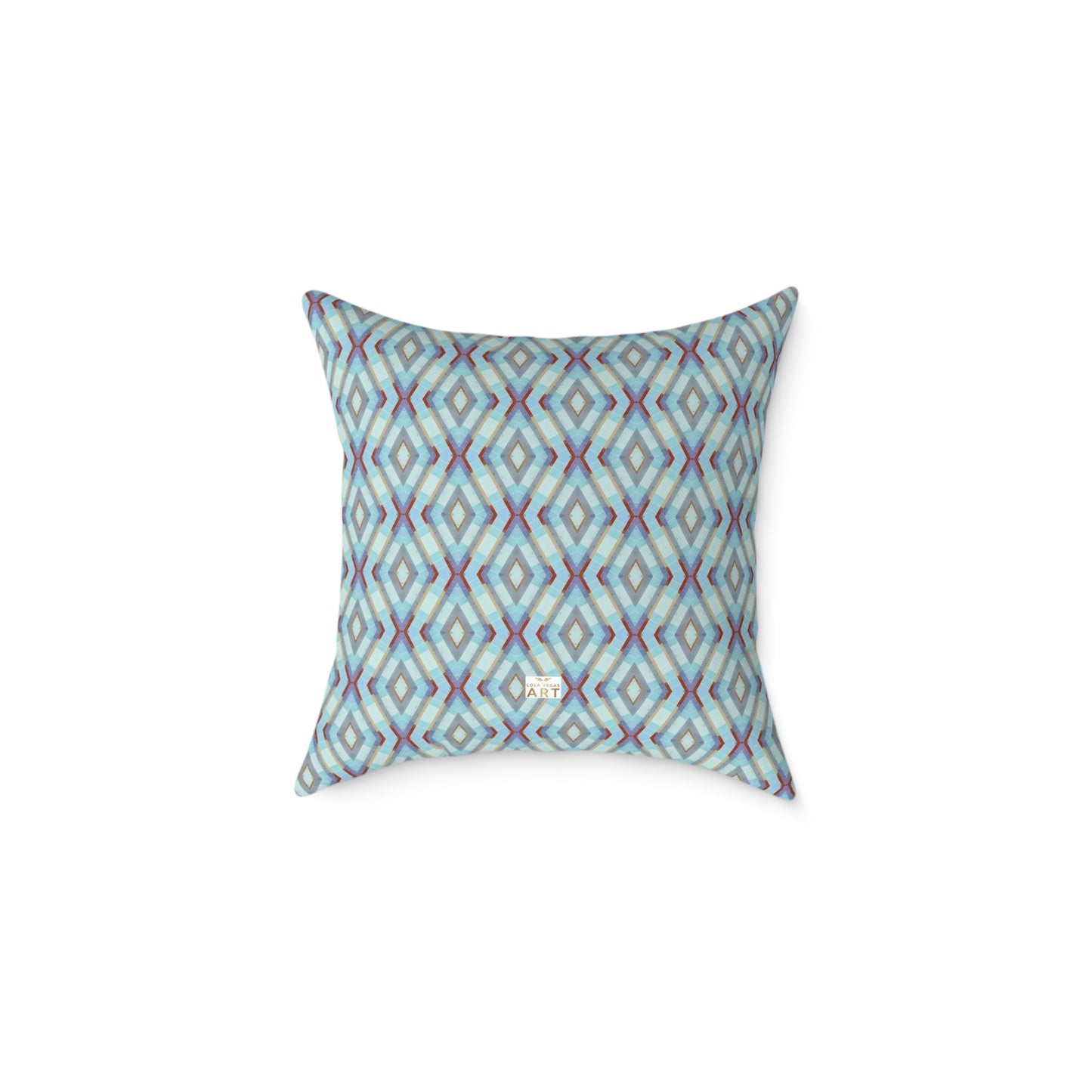Geometric Diamond Pattern Square Pillow | Turquoise Blue Purple Dark Red Ikat Throw Pillow