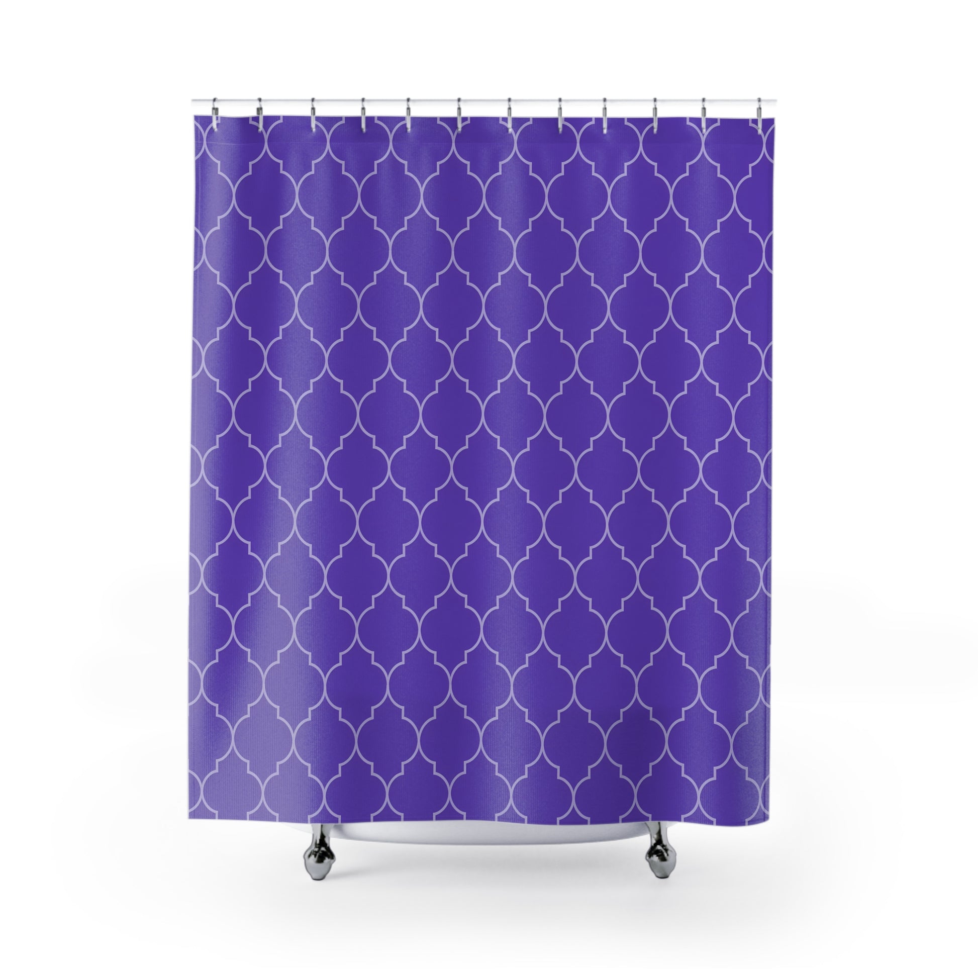 Modern Geometric Shower Curtain - Purple Quatrefoil Pattern, Bathroom Decor, Home Essentials, Stylish Bathing, Gift Ideas, Ethnic Bathroom - LOLA VEGAS ART