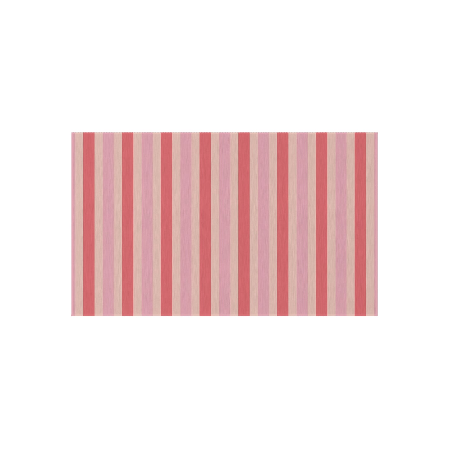 Coral Pink Beige Striped Pattern Outdoor Rug | Patio Mat, Fade-Resistant Stripes