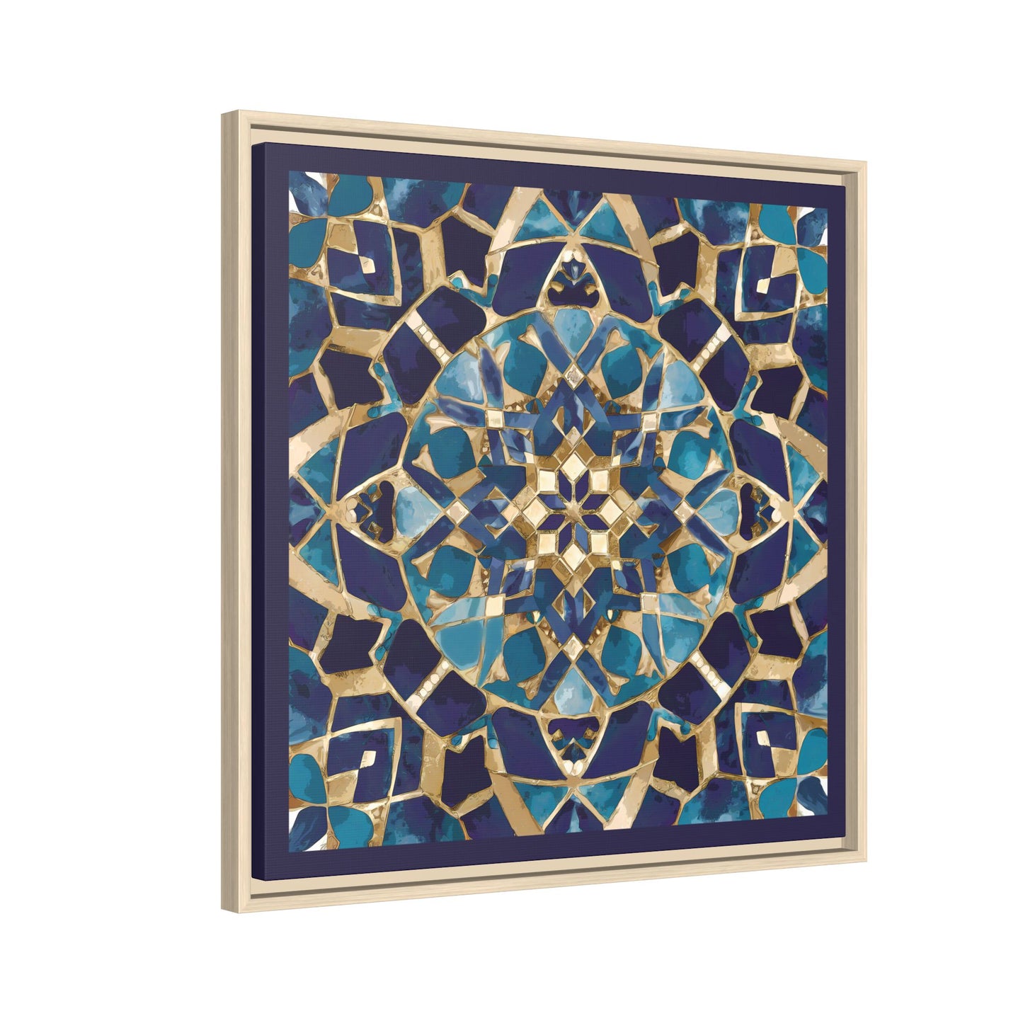 Framed Blue Moroccan Mosaic Wall Art — Matte Canvas Print