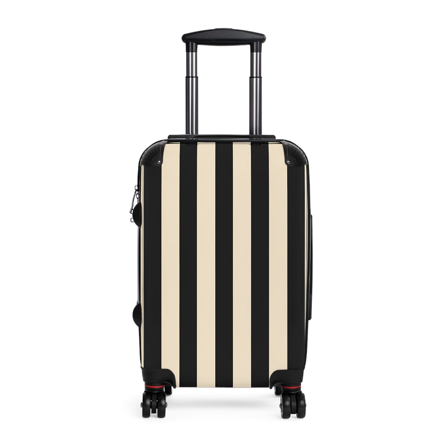 Black and Cream Vertical Stripes Suitcase | Hard Shell Carry-On Luggage