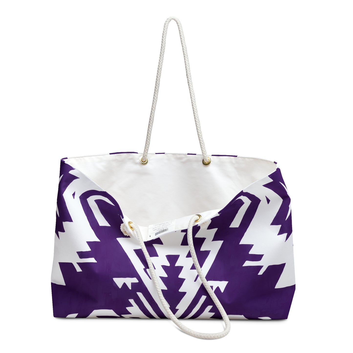 Weekender Bag - Purple and White Southwestern Design - Southwestern Boho Style Travel Accessory - LOLA VEGAS ART