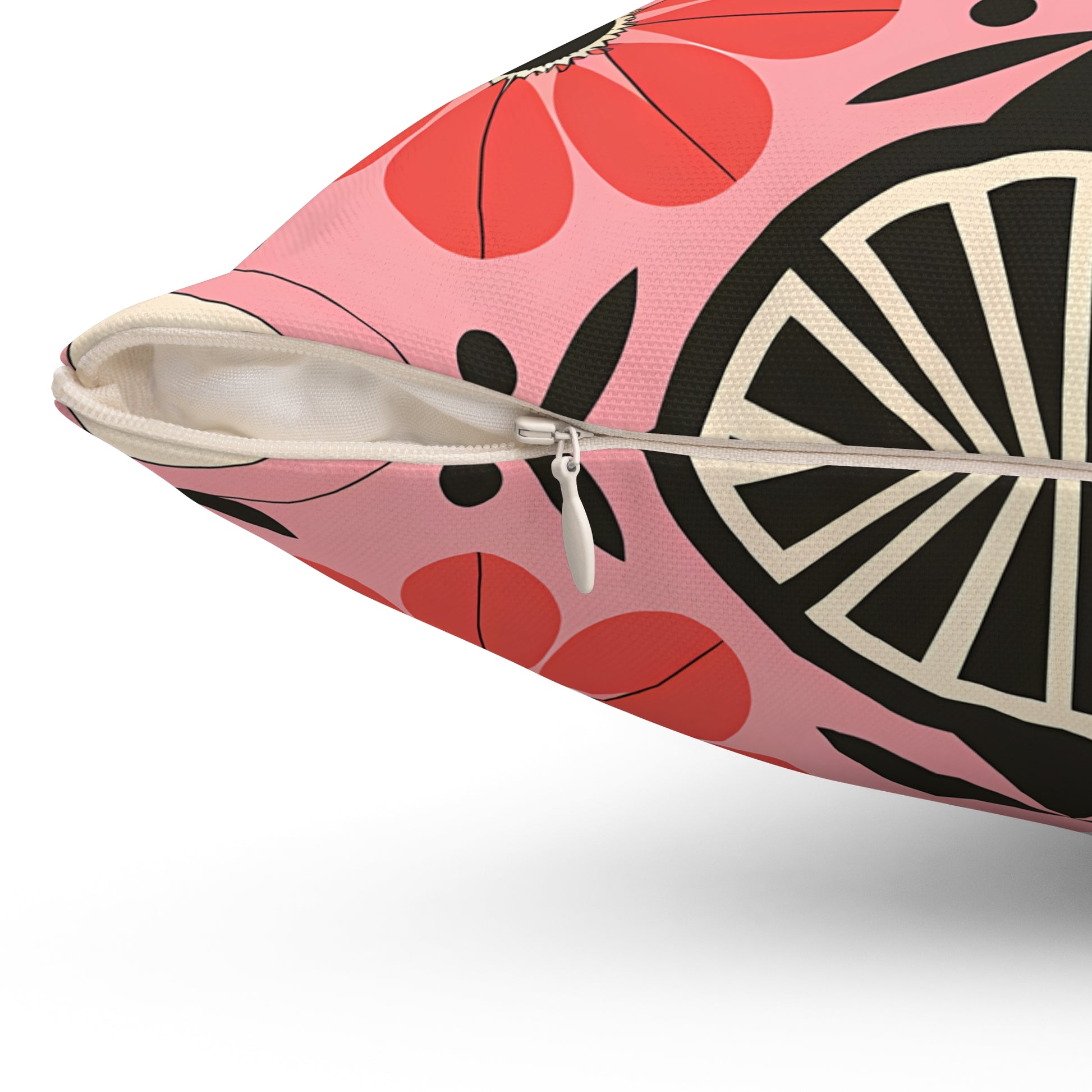 Pink, Red & Black Floral Decorative Pillow - Cozy Home Accent, Boho Chic Decor, Gift for Her, Room Makeover, Stylish Couch Throws - LOLA VEGAS ART