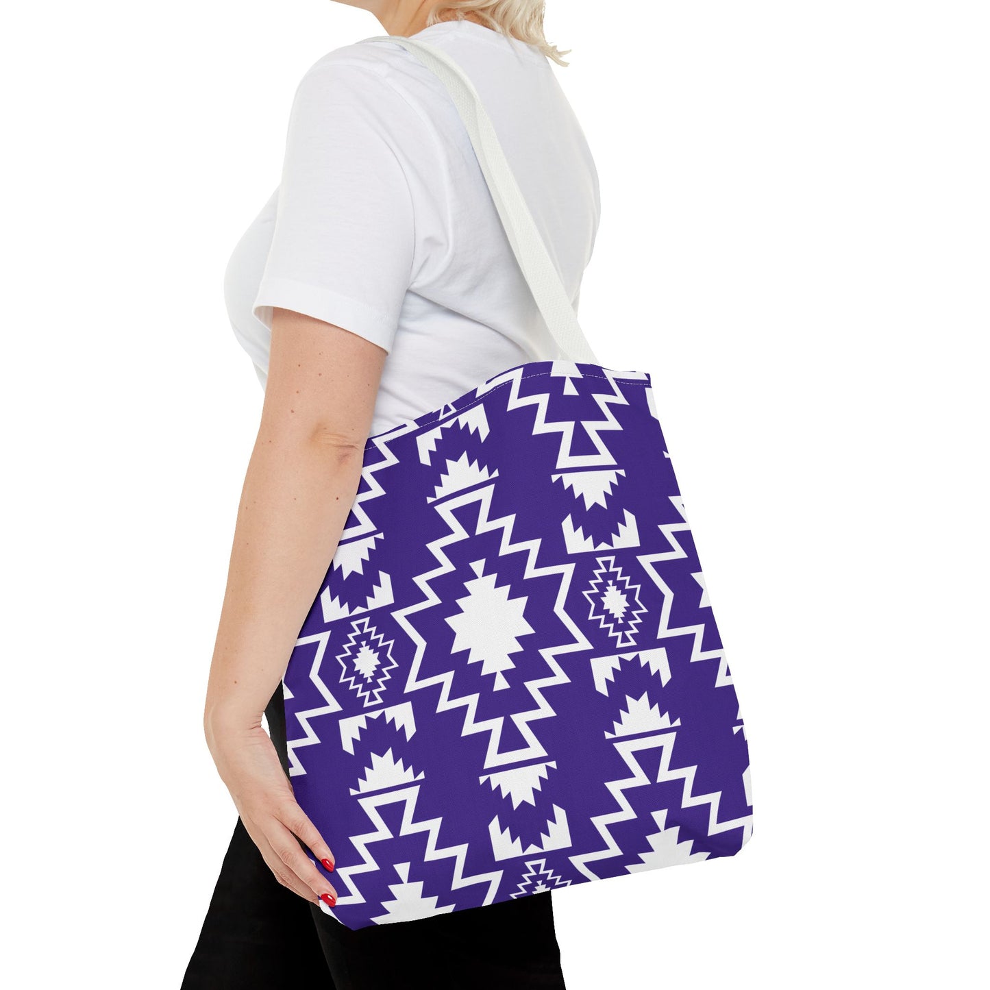 Purple and White Boho Chic Tote Bag | Purple Tribal Pattern | Eco-Friendly, Shopping Bag, Beach Tote, Gym Bag, Gift for Her, Southwestern