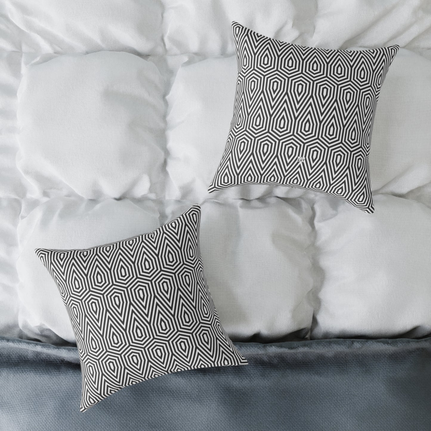 Geometric Hexagon Pattern Square Pillow | Black White Modern Throw, Modern Home Decor, Square Cushion, Accent Home Accessories, Gift for Her