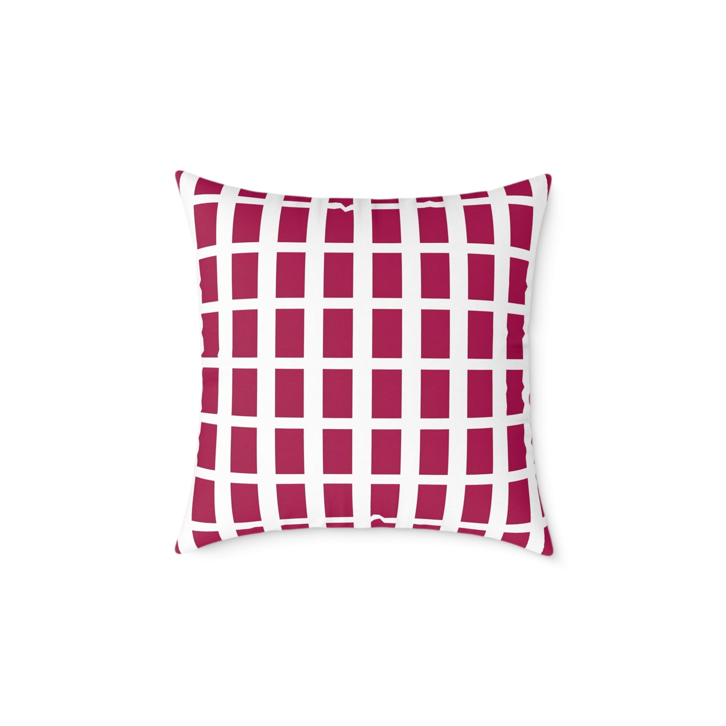 Maroon Grid Pattern Pillow | Square Throw Pillow, Modern Geometric Cushion