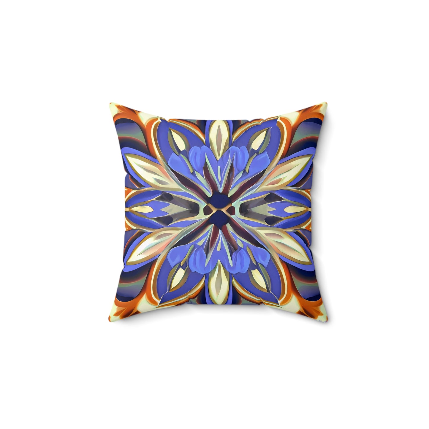 Boho Flower Square Pillow, Iris Purple Brown Cream, Unique Home Decor, Spun Polyester Cushion, Floral Accent Pillow, Floral Home Decor