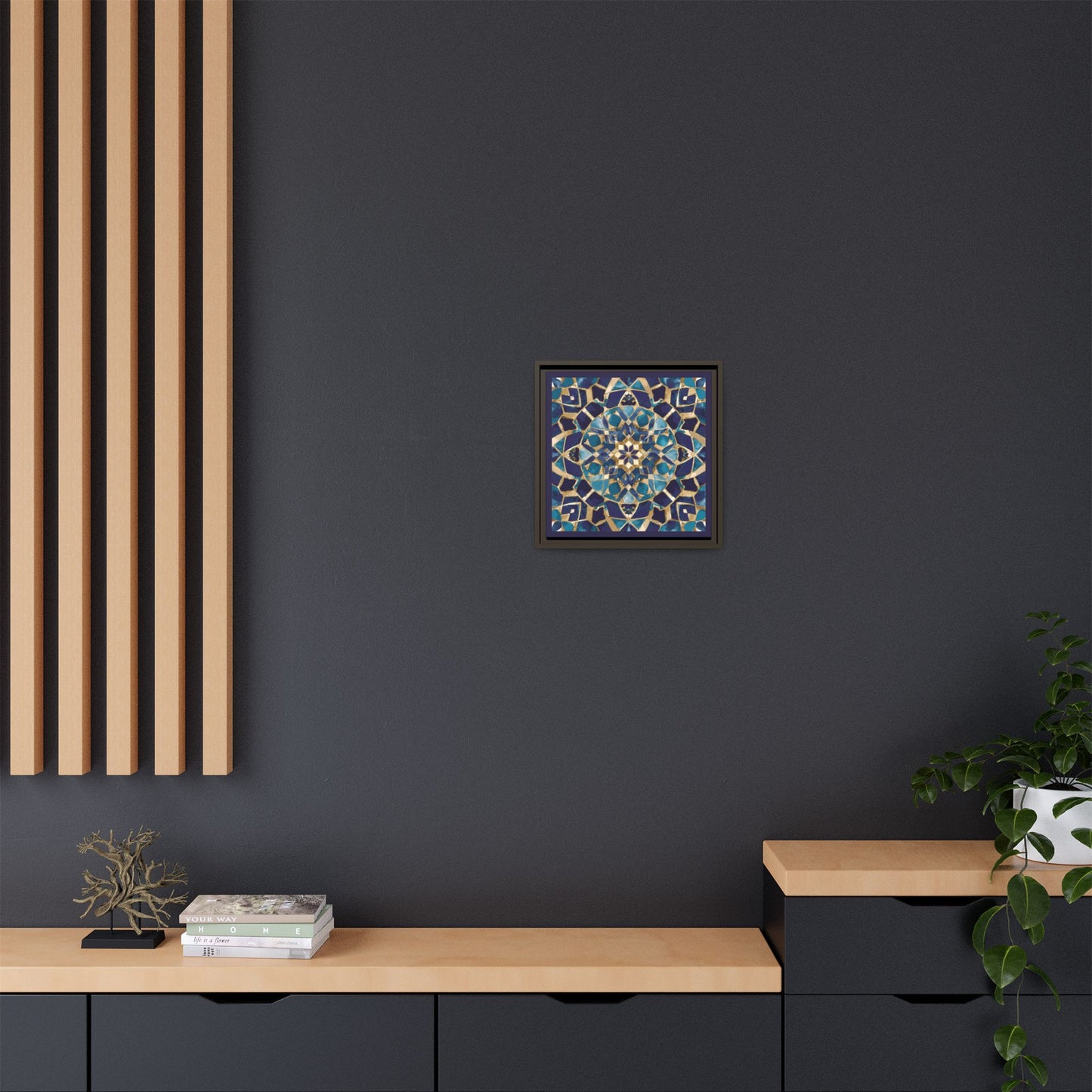 Framed Blue Moroccan Mosaic Wall Art — Matte Canvas Print
