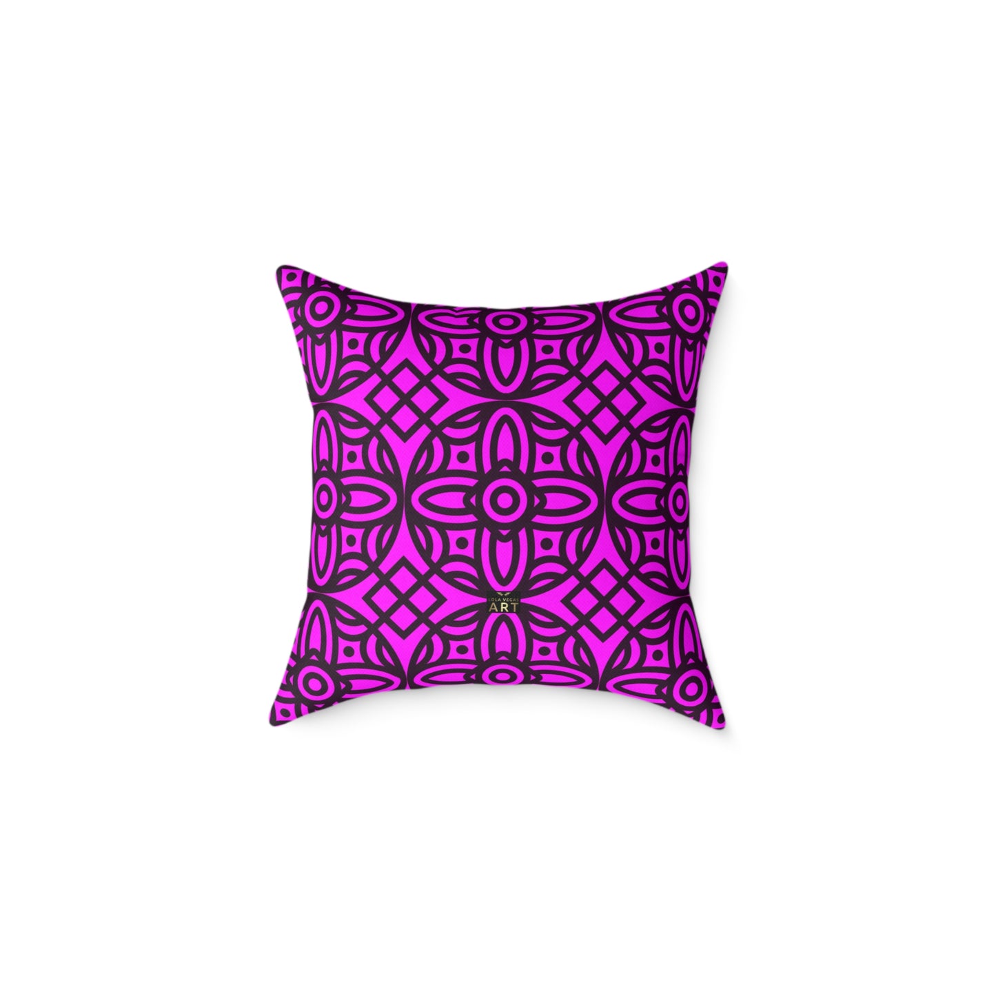 Geometric Floral Pattern Pillow | Pink-Magenta Canvas Pillow,  Decorative Home Accent, Boho Chic Throw Pillow, Gift for Home Decor