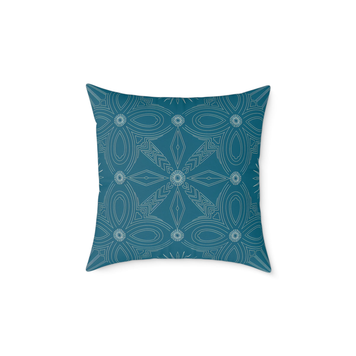 Cerulean Geometric Mandala Square Pillow | Boho Decorative Throw