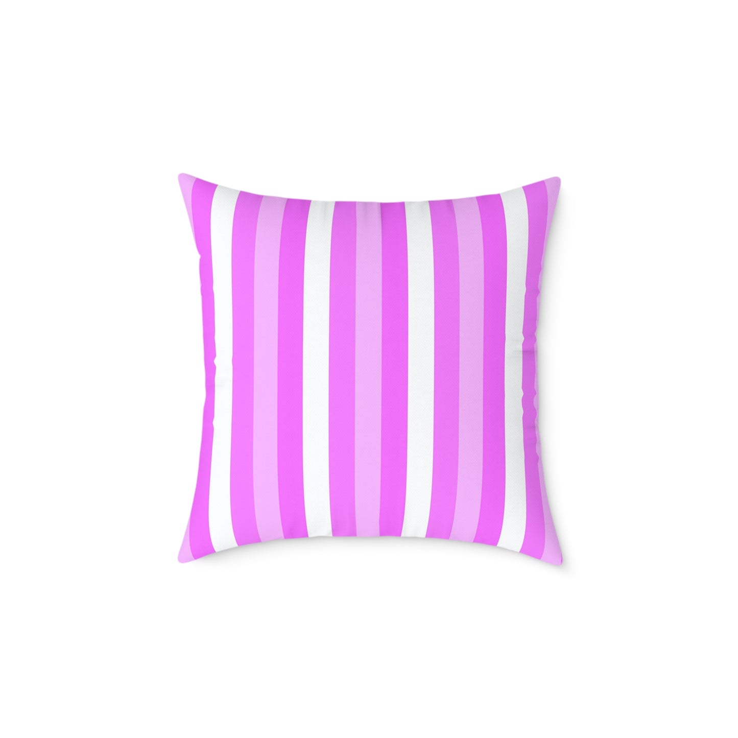 Pink White Stripe Pattern Square Pillow | Poly Canvas Pillow