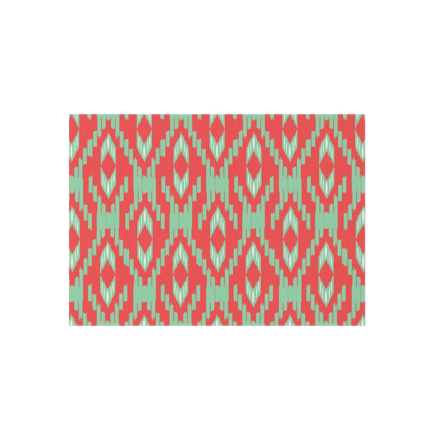 Coral Green l Ikat Pattern Outdoor/Indoor Rug | Geometric Patio Mat