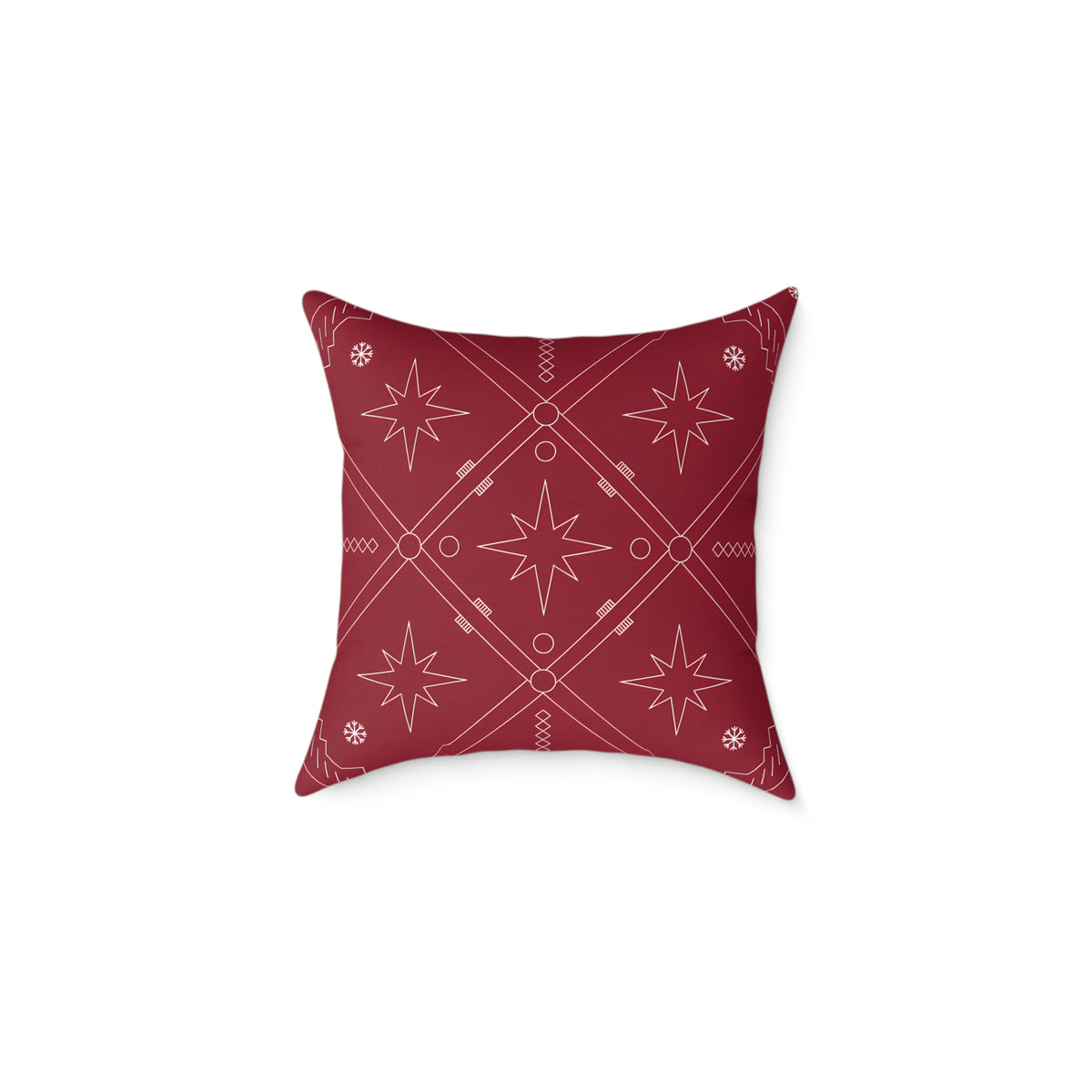 Starburst Geometric Pattern Pillow | Square Poly Canvas Christmas Holiday Pillow