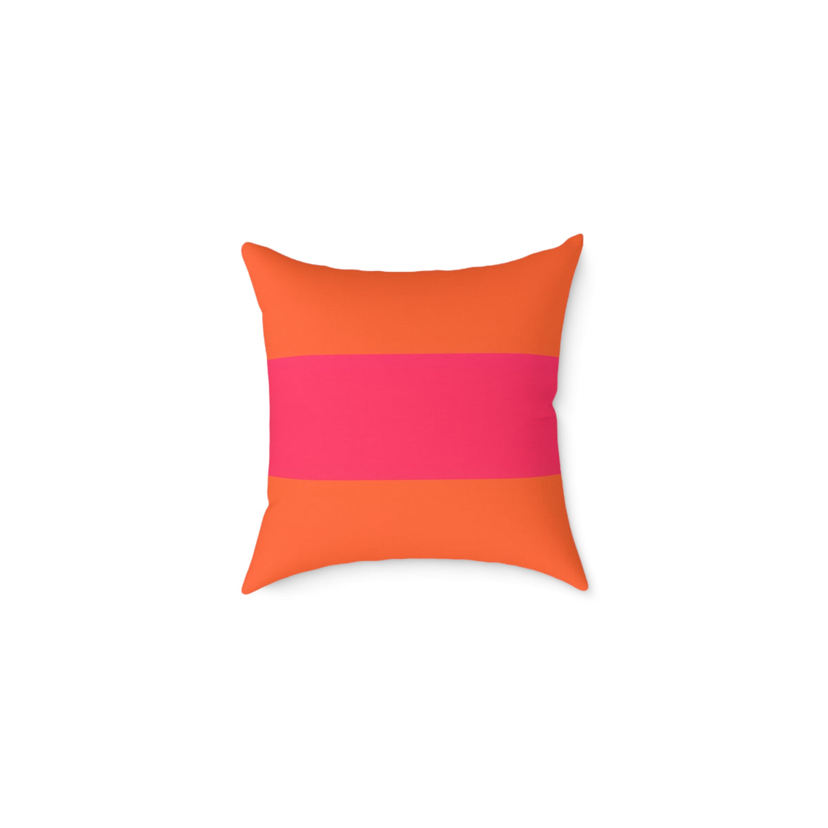 Bold Pink Stripe Square Pillow | Orange Background Poly Canvas