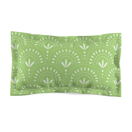 Boho Green Microfiber Pillow Sham, Cozy Bedroom Decor, Eco-Friendly Home Essentials, Modern Bedding, Gift for Sleep Lovers - LOLA VEGAS ART