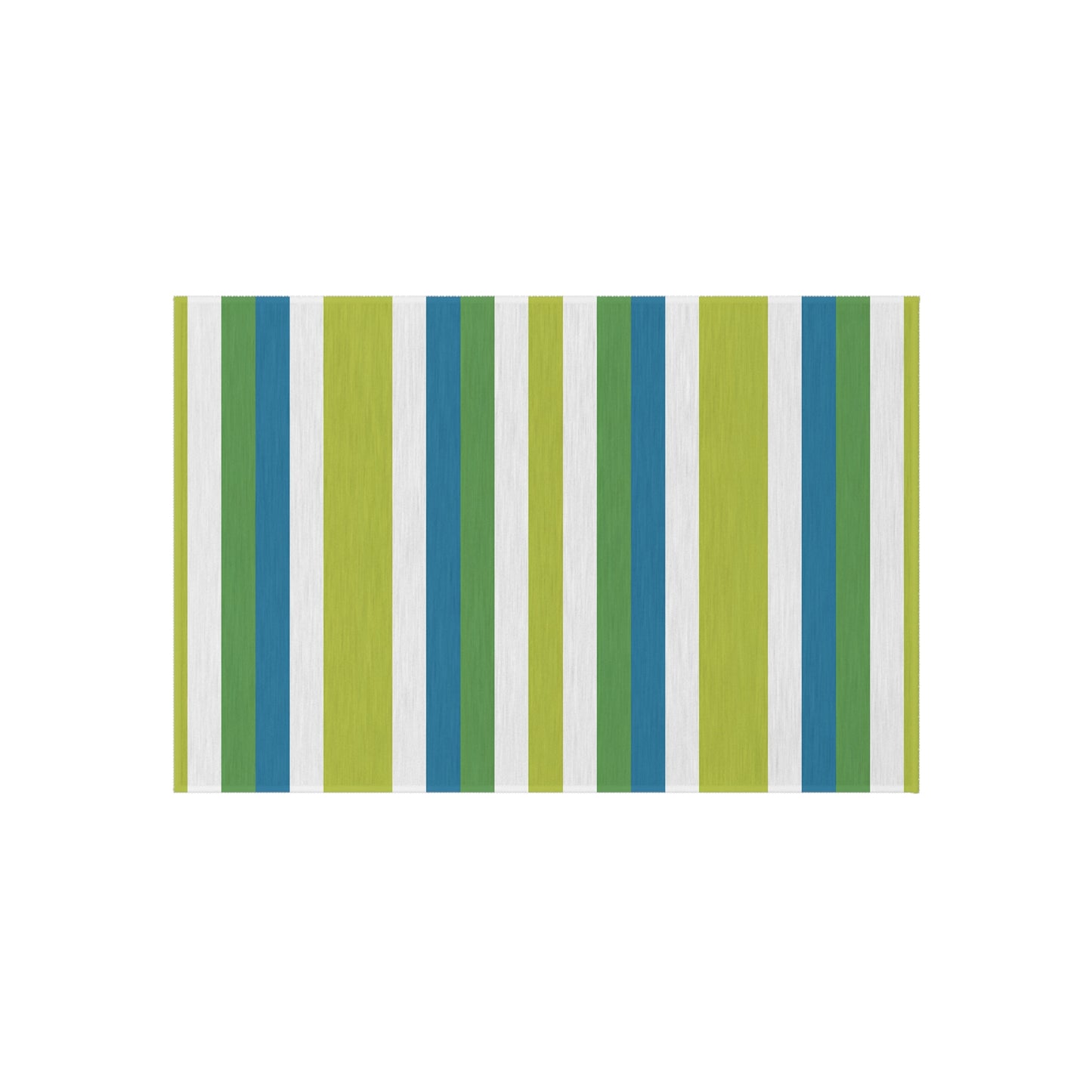 Blue Green Stripe Outdoor/Indoor Rug | Patio Mat, Weatherproof Porch Rug