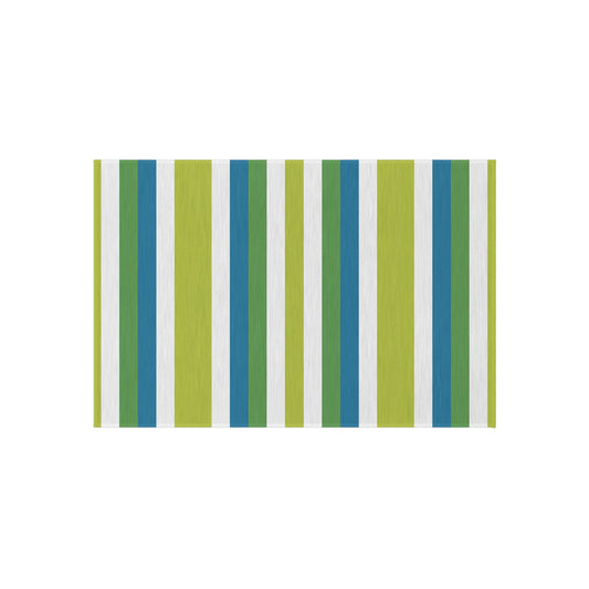 Blue Green Stripe Outdoor/Indoor Rug | Patio Mat, Weatherproof Porch Rug