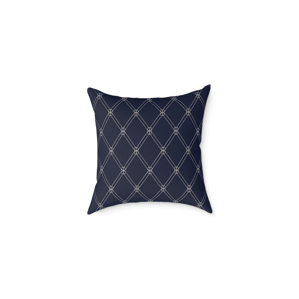 Navy  White Diamond Lattice Pattern Pillow | Square Poly Canvas Pillow