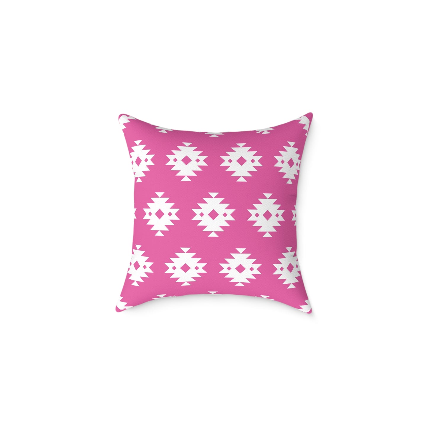 Pink White Boho Aztec Diamond Pattern Pillow | Square Throw Pillow