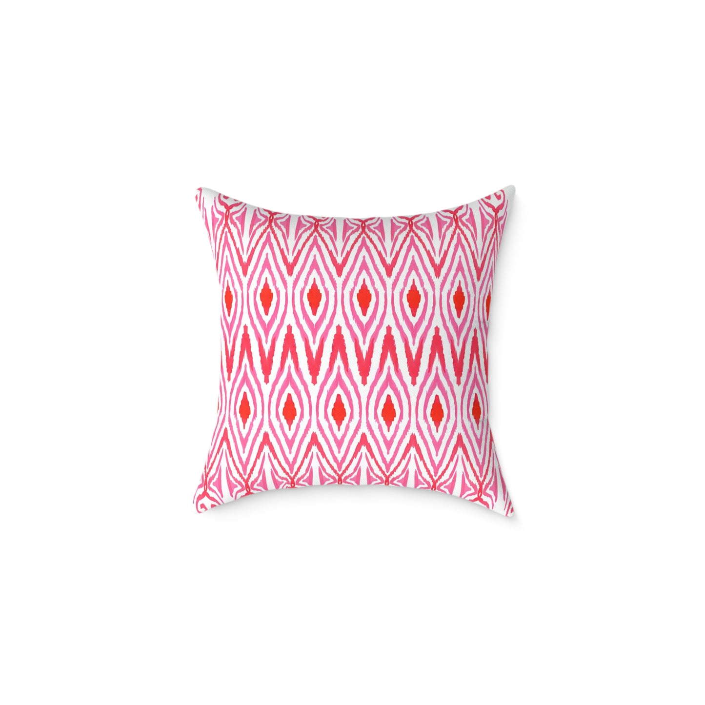 Pink Orange White Ikat Diamond Pattern Pillow | Geometric Throw Pillow