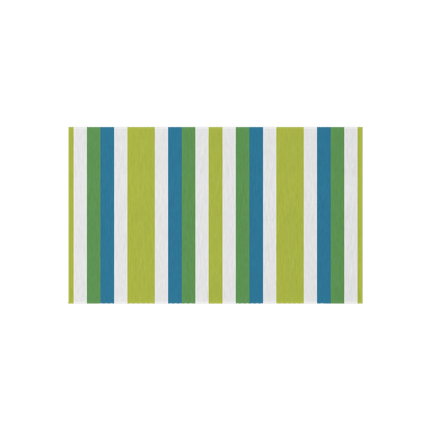 Blue Green Stripe Outdoor/Indoor Rug | Patio Mat, Weatherproof Porch Rug