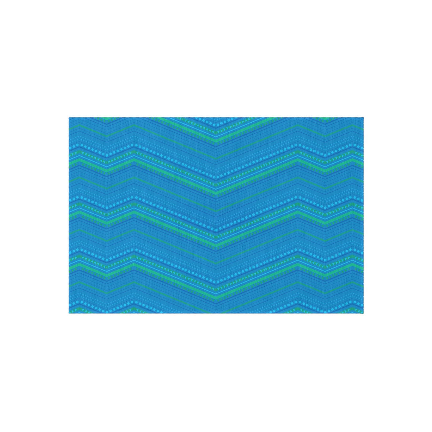 Blue Green Chevron Pattern Outdoor/Indoor Rug | Striped Zigzag Patio Mat