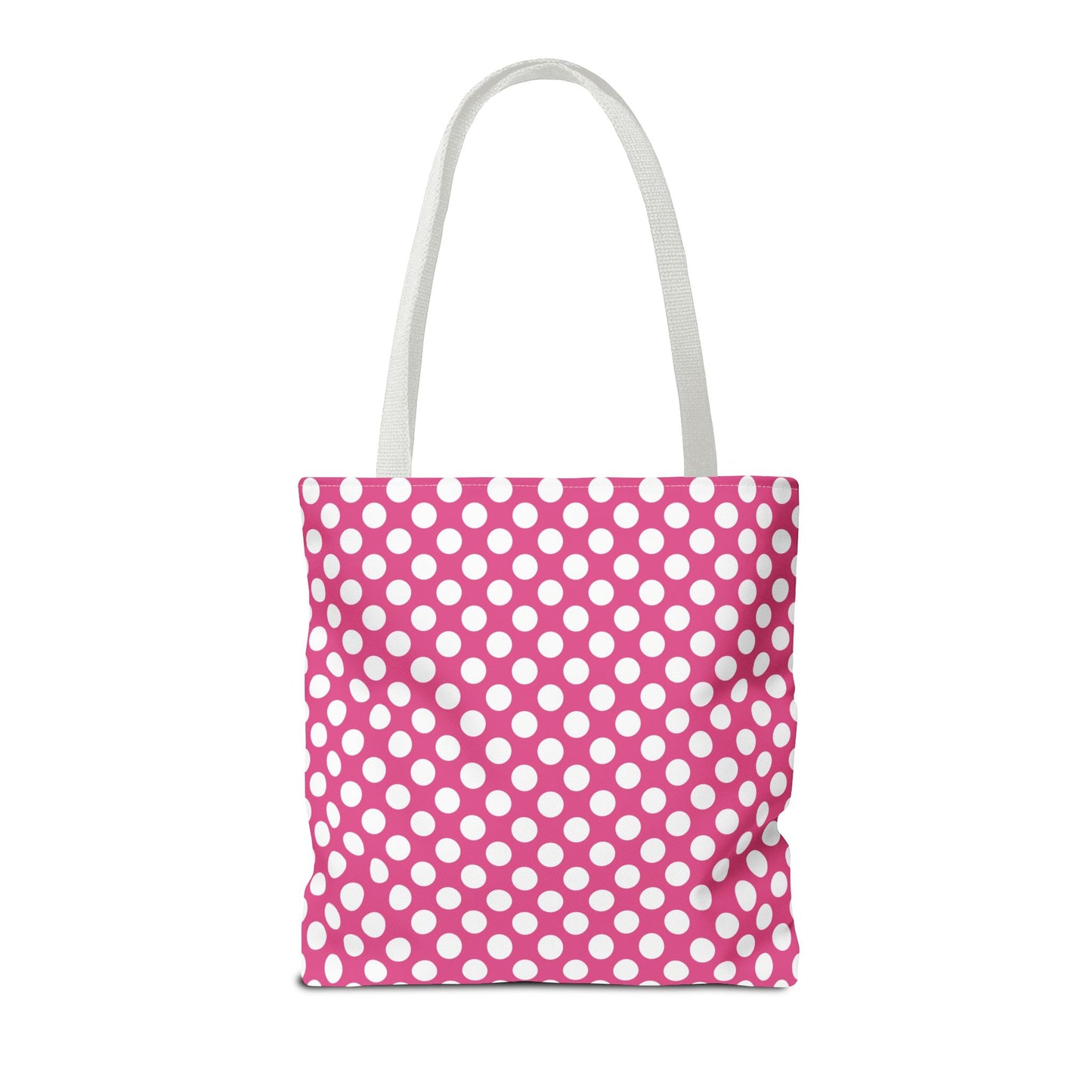 Chic Pink and White Polka Dot Tote Bag, Fun Grocery Bag, Stylish Beach Tote, Trendy Shopping Bag, Cute Gift for Her, Summer Accessories