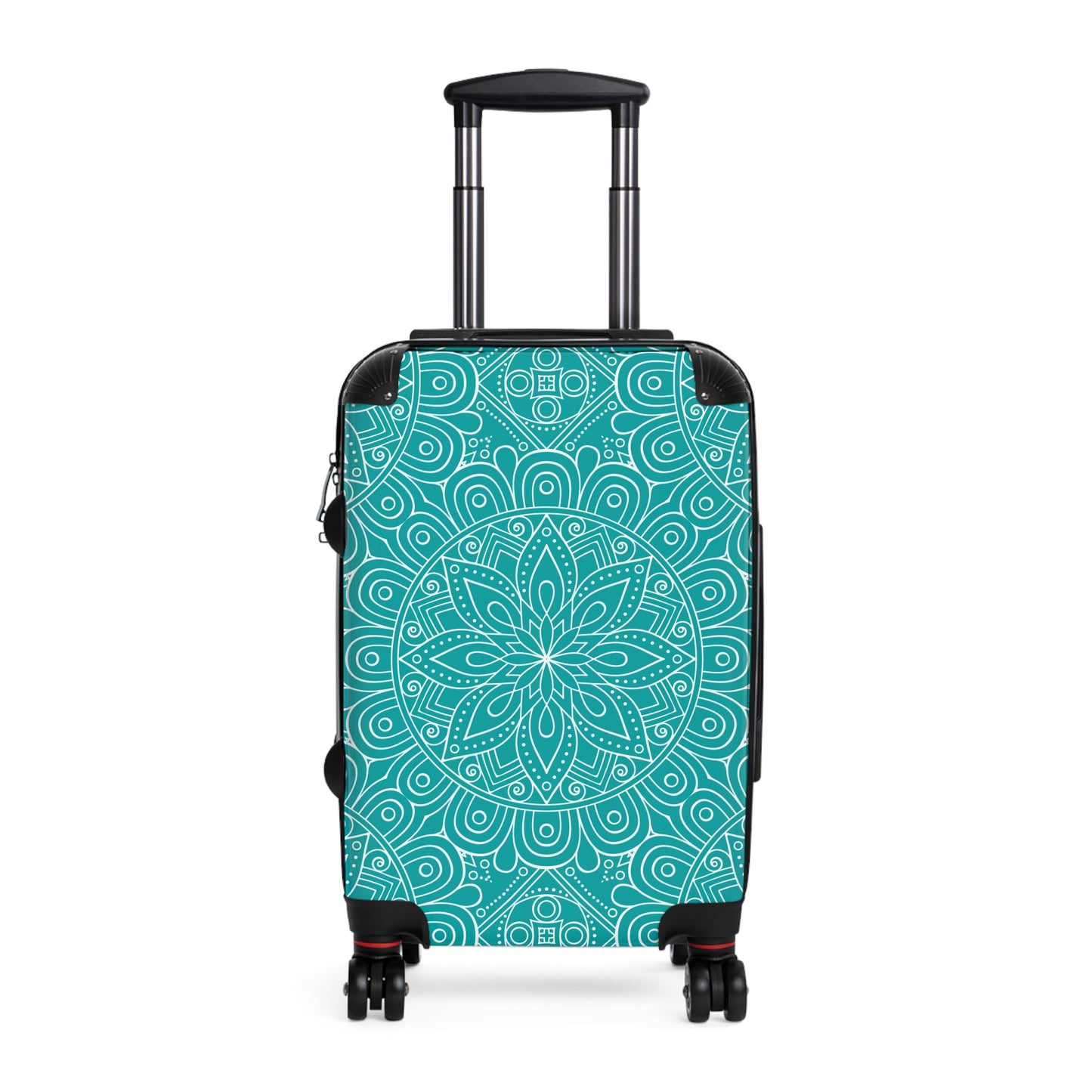 Teal White Mandala Pattern Suitcase | Decorative Luggage