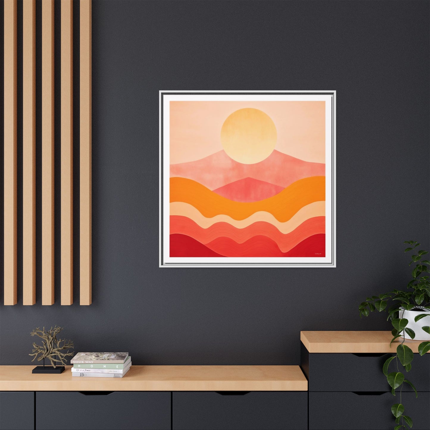 Sunset Mountain Matte Canvas Art Print, Framed Wall Decor, Boho Home Decoration, Gift for Nature Lovers, Colorful Landscape - LOLA VEGAS ART
