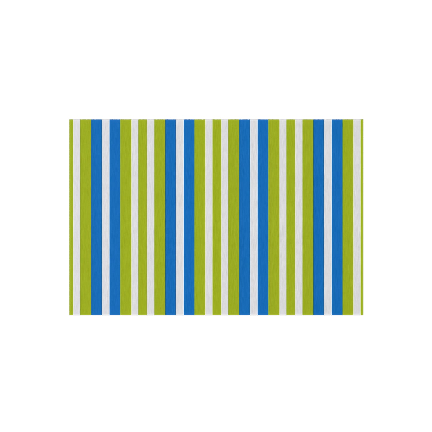 Blue Green White Striped Outdoor/Indoor Rug | Patio Mat, Weatherproof Poolside Runner