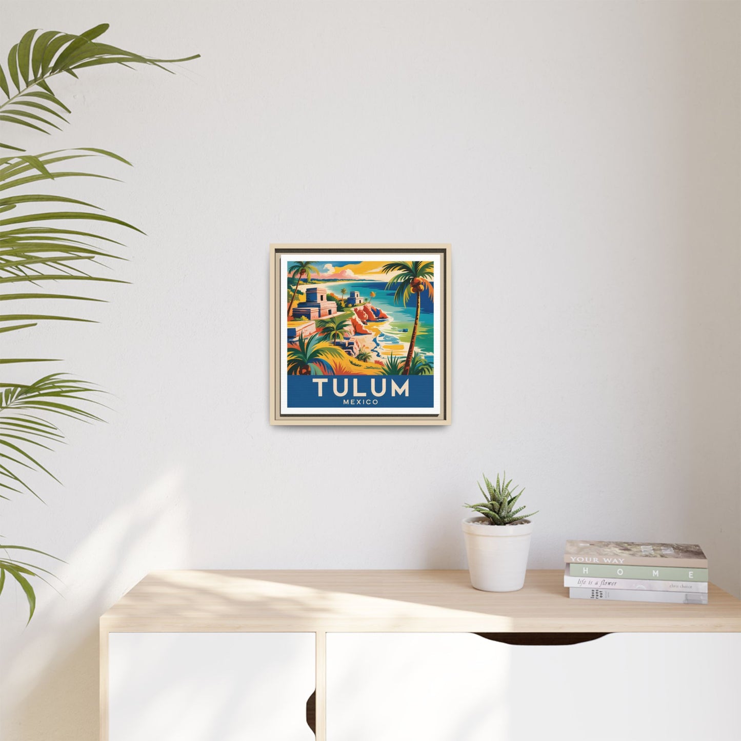 Tulum Mexico Vintage Look Framed Travel Canvas Wall Art