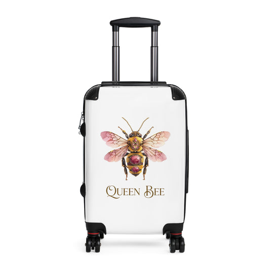 Queen Bee watercolor bee suitcase | luggage with floral bee artwork