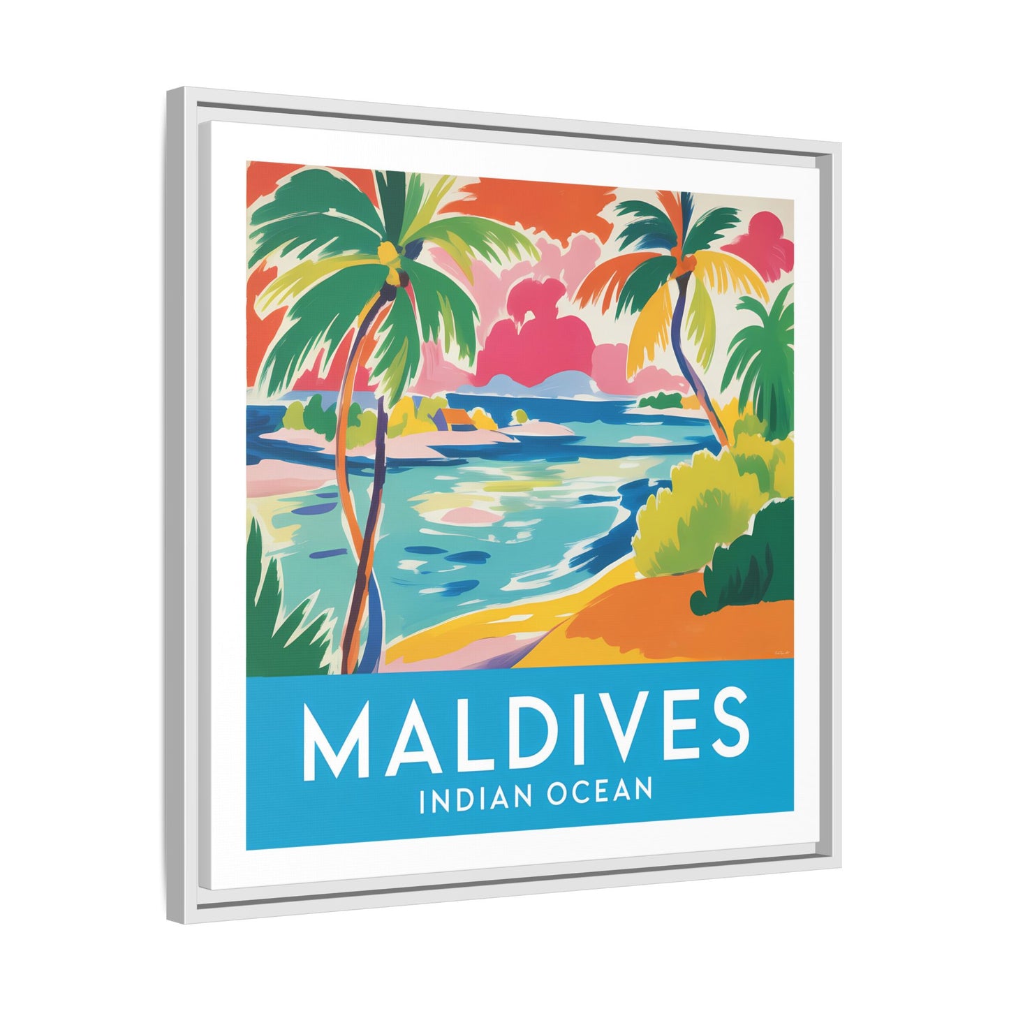 Maldives Beach Art Matte Canvas Framed | Tropical Island Wall Art
