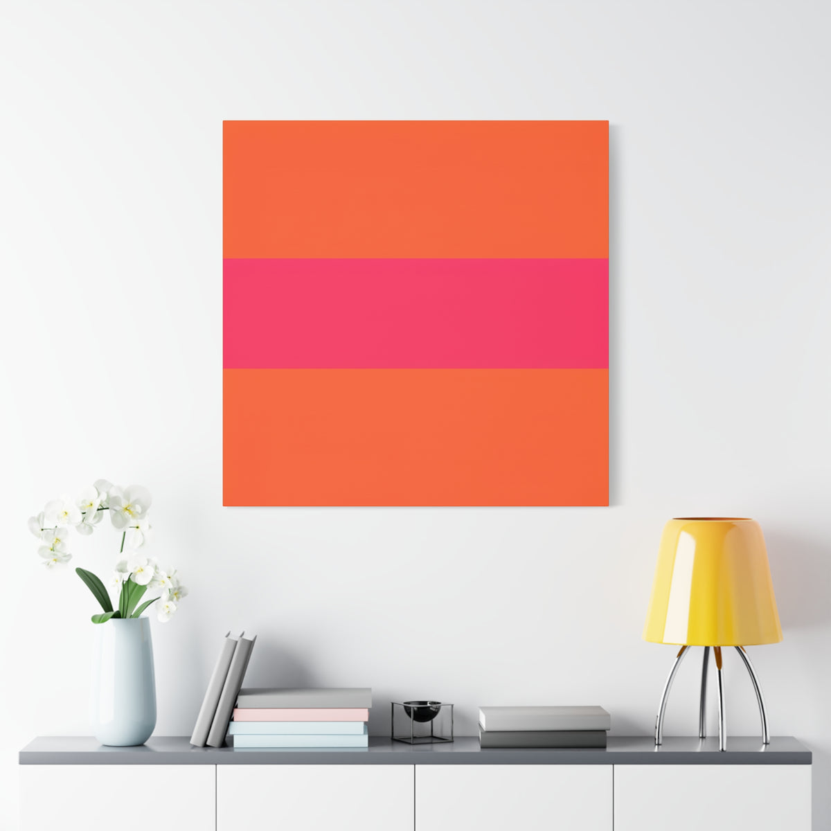 Copy of Bold Pink Stripe Orange Canvas Wall Art