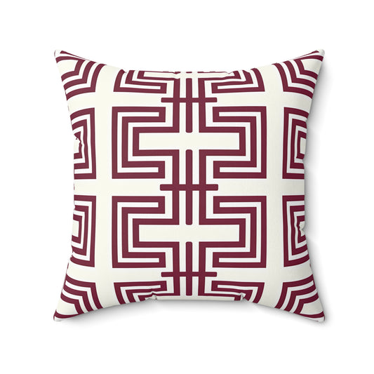 Burgundy Geometric Pattern Throw Pillow | Modern Home Decor, Stylish Cushion, Gift Idea, Cozy Accent, Decorative Accent Pillow