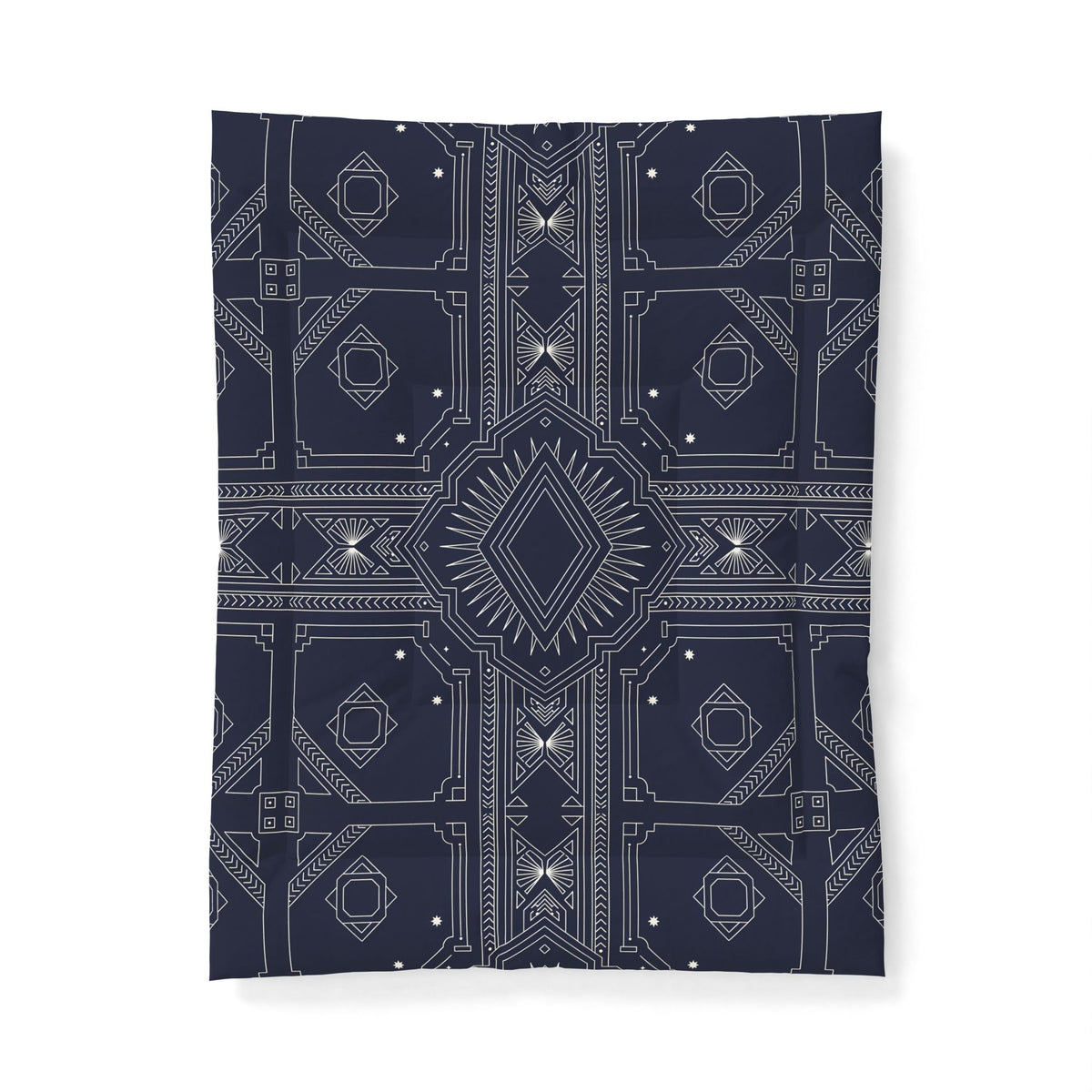 Geometric Navajo Pattern Cotton Comforter | Navy Tribal Diamond Design
