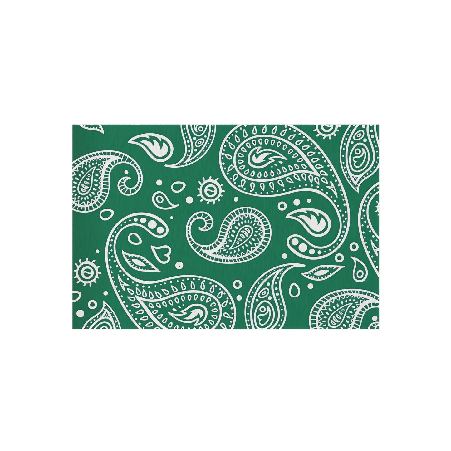 Green Paisley Pattern Outdoor/Indoor Rug | Waterproof Patio Mat