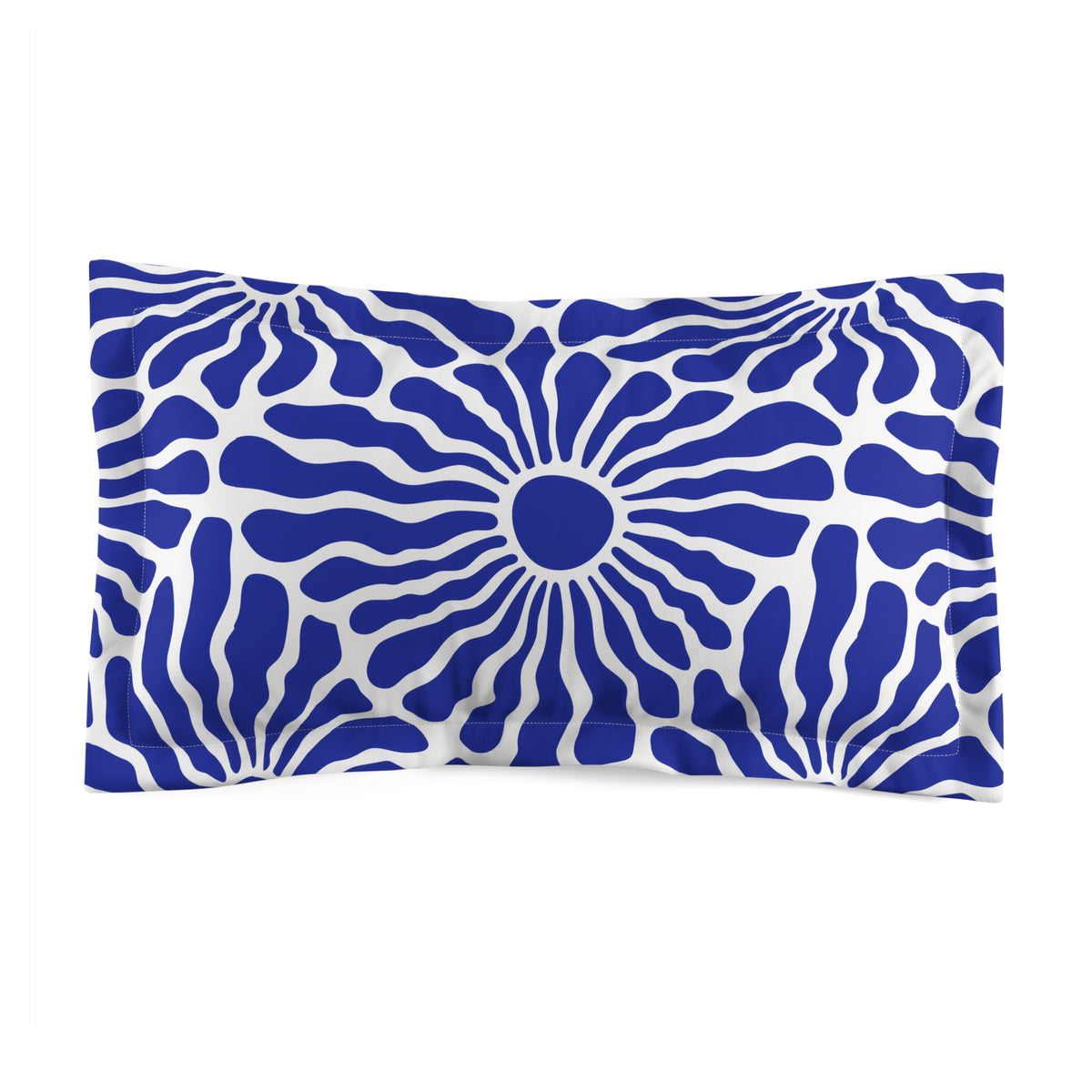 Blue Floral Burst Pillow Sham | Abstract Sunflower Pattern