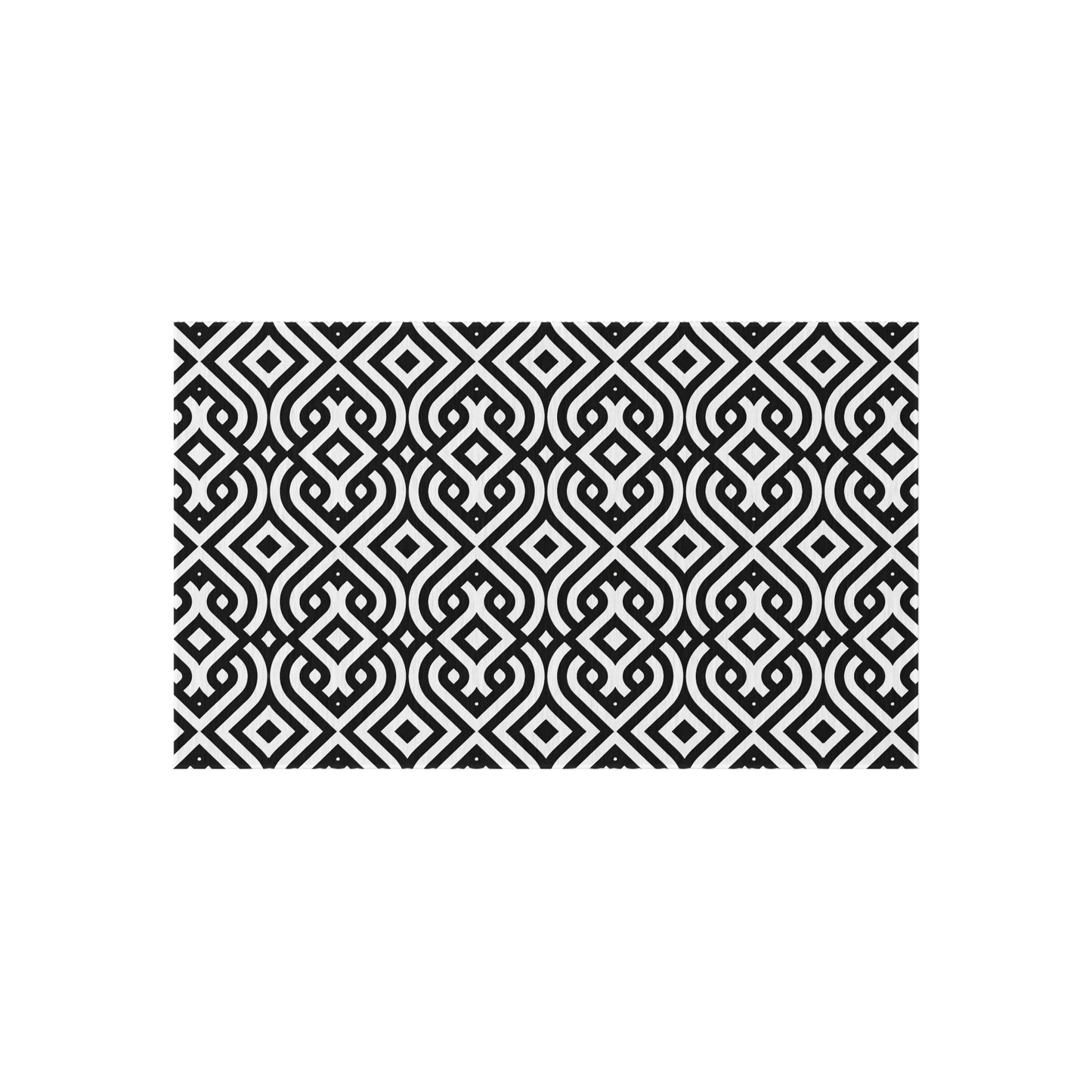 Black Geometric Trellis Outdoor/Indoor  Rug | Patio Mat, Modern Moroccan Pattern