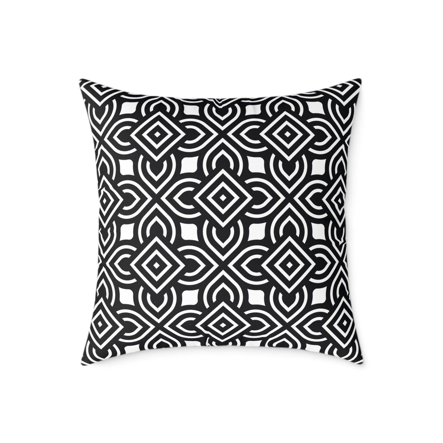 Black White Geometric Pattern Square Pillow | Modern Home Decor, Black and White Accent Cushion, Gift for Homeowners, Cozy Throw Pillow