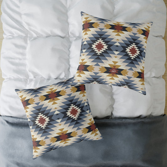 Southwestern Aztec Geometric Square Pillow | Canvas Pillow