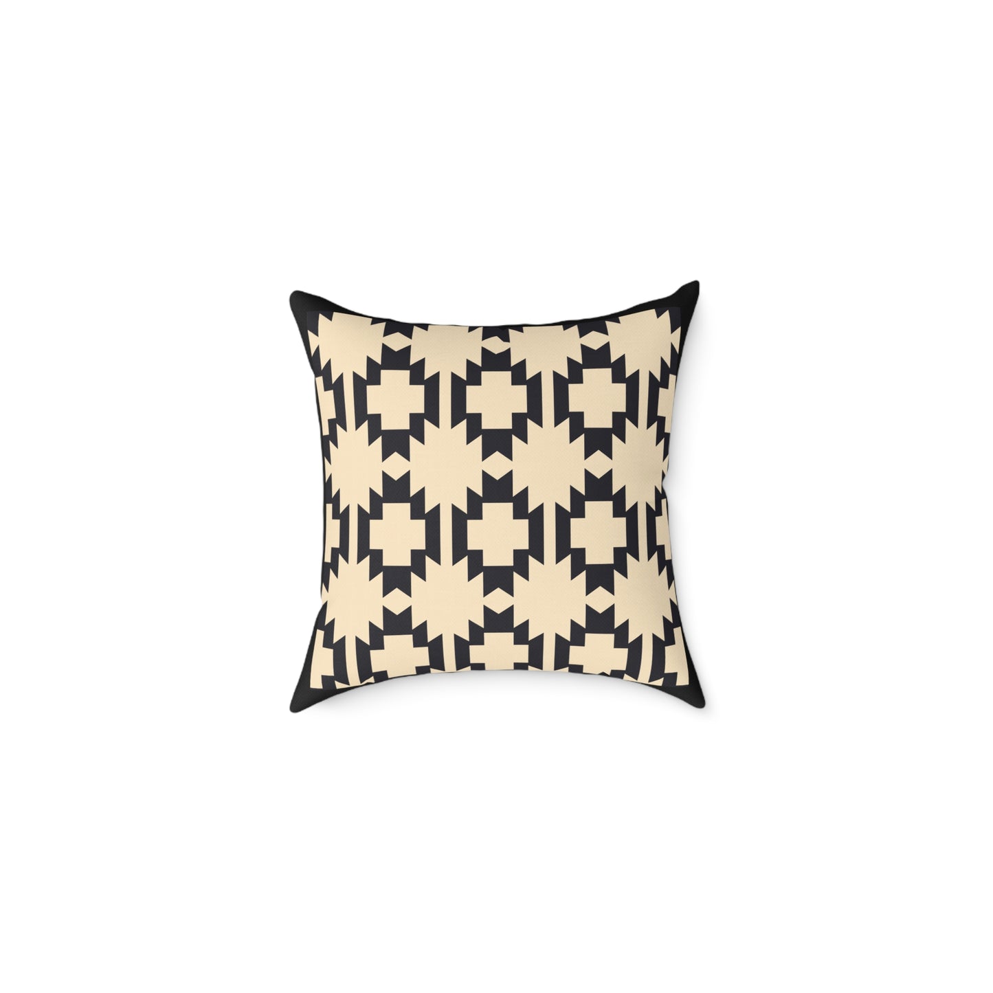 Geometric Aztec Pattern Square Pillow | Neutral Black Cream Throw Pillow