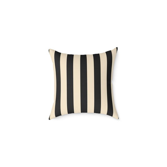 Black and Cream Vertical Stripe Square Pillow | Canvas Throw Pillow