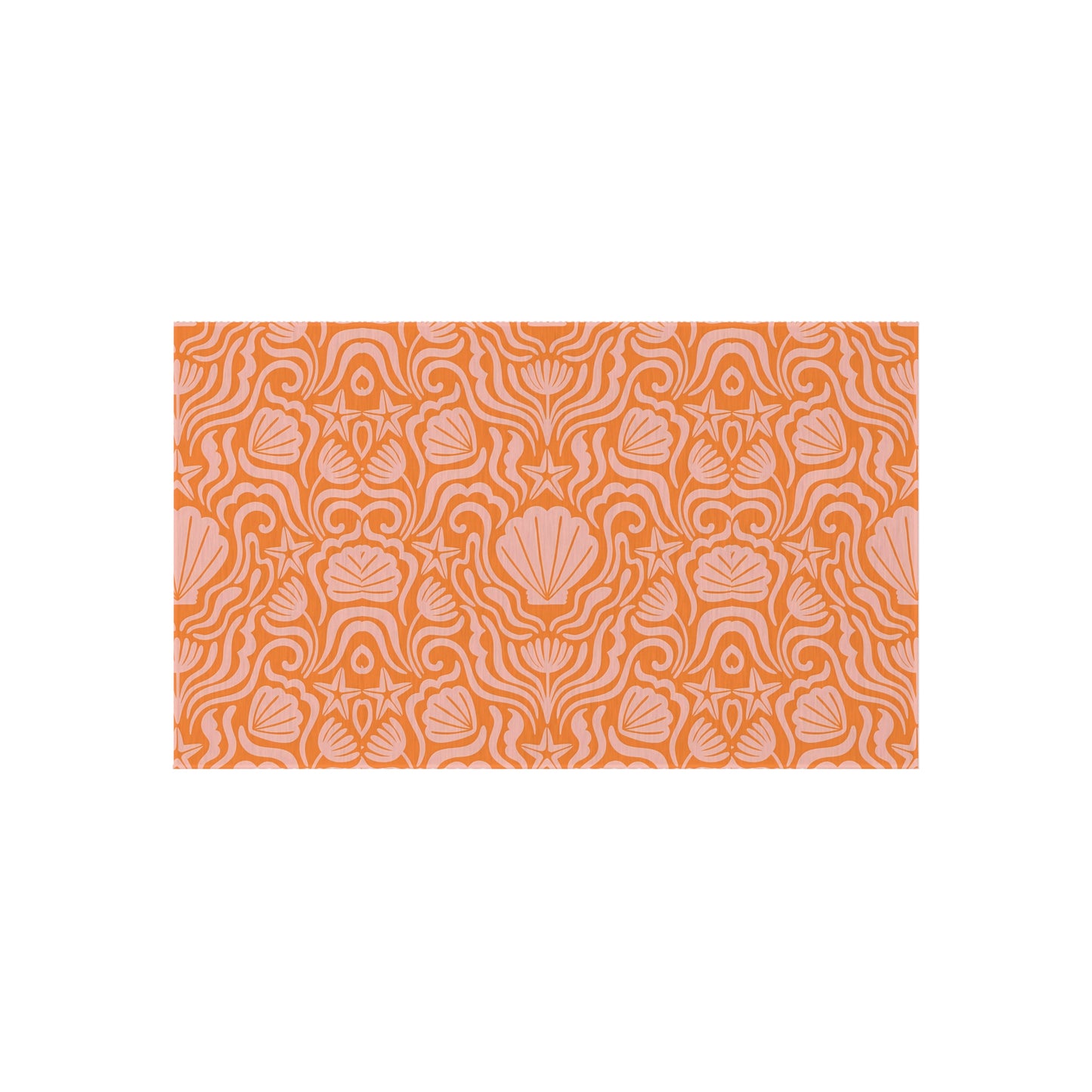 Orange-Light Orange Seashell Pattern Outdoor/Indoor Rug | Coastal Patio Mat
